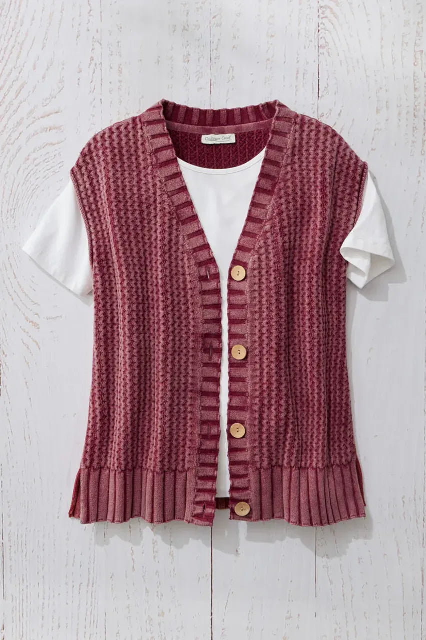 Vintage Wash Cap Sleeve Cardigan