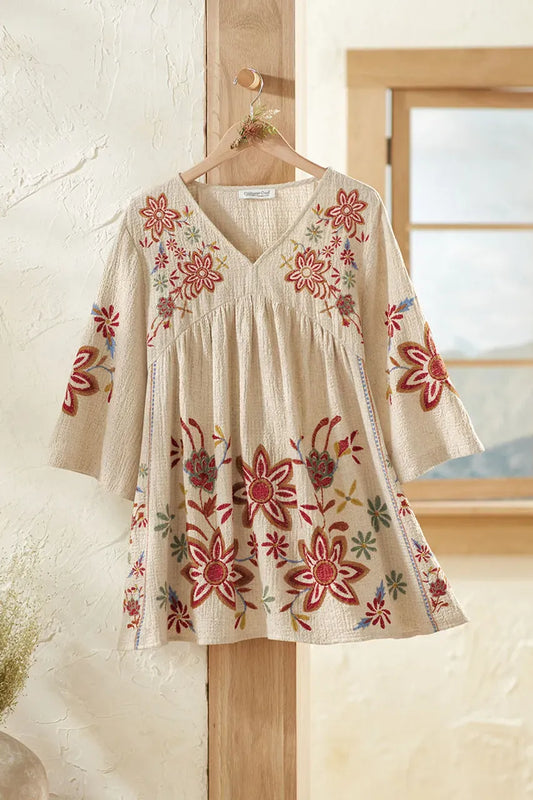 Spirit and Spice Floral Embroidered Tunic