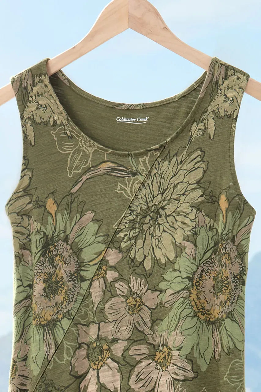 Sketched Florals Seamed Dress