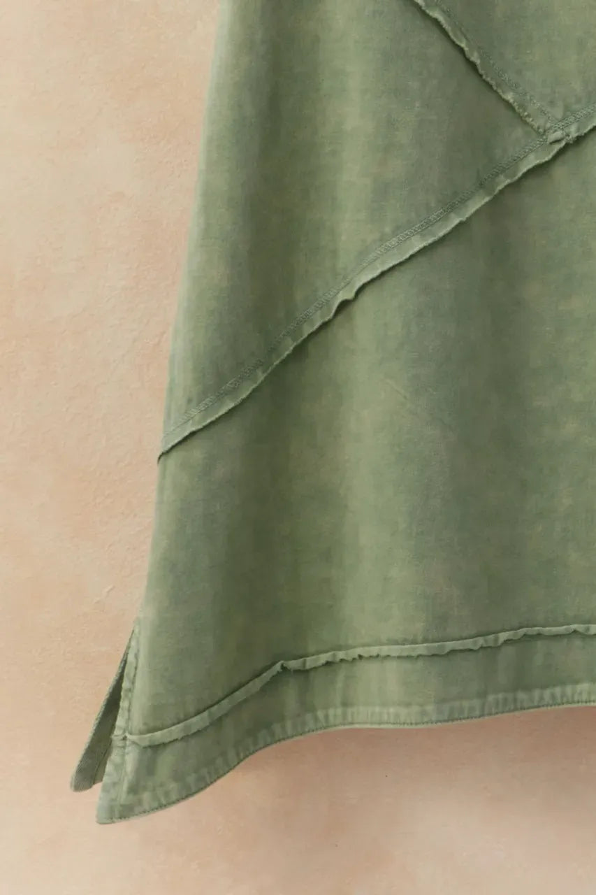 Short-Sleeve Vintage-Wash Seamed Tunic