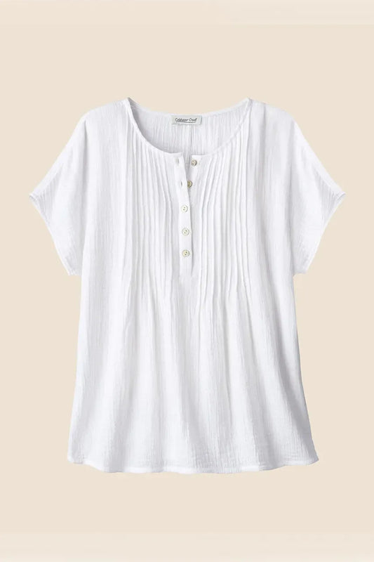 Summer Breeze Gauze Pintuck Top