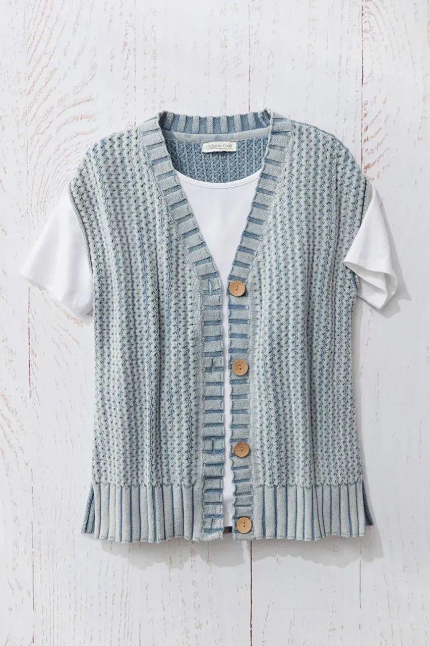 Vintage Wash Cap Sleeve Cardigan
