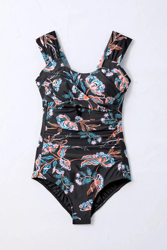 Batik Floral ShapeMeTM Ruched Bathing Suit
