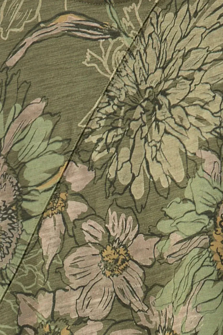 Sketched Florals Seamed Dress