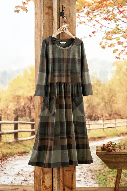 Soft Plaid Pocket Dress