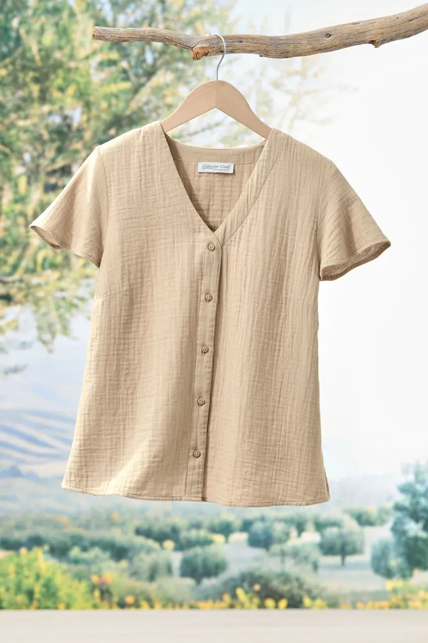 Summer Breeze Gauze Flutter-Sleeve Top