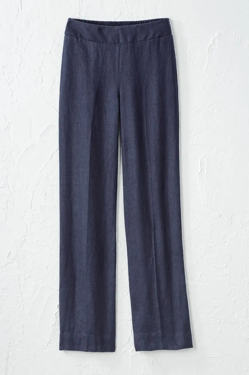 Smocked-Waist Linen Pants