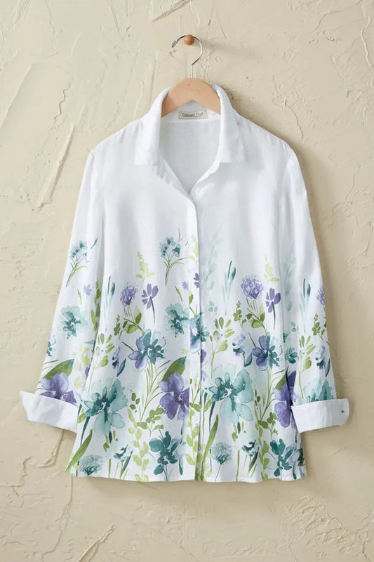 Wondrous Watercolor Linen Big Shirt
