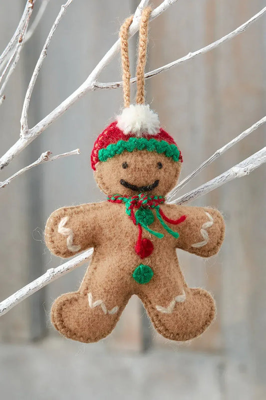 Embroidered Wool Gingerbread Ornament