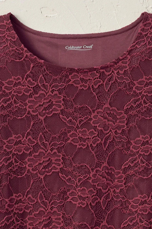 Cap-Sleeve Stretch Lace Tee