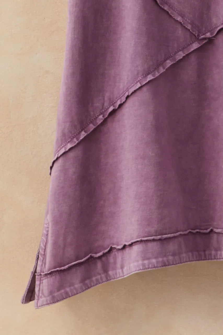 Short-Sleeve Vintage-Wash Seamed Tunic