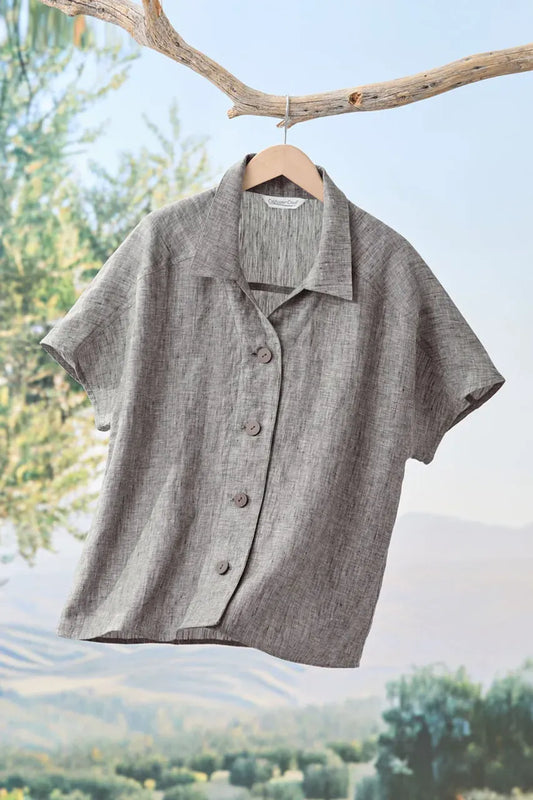 Boxy Cross-Dyed Linen Top