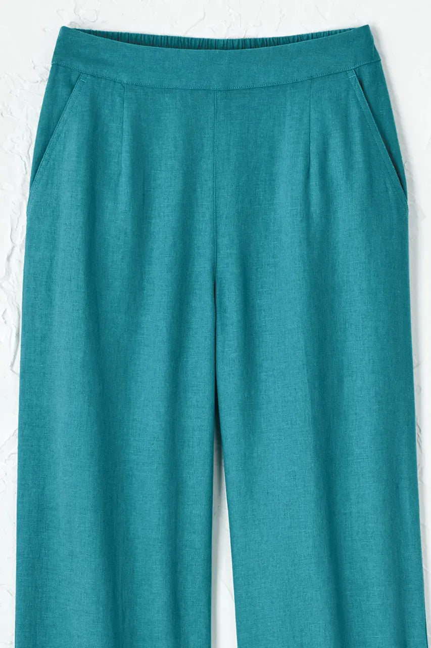 Linen Blend Wide-Leg Pants