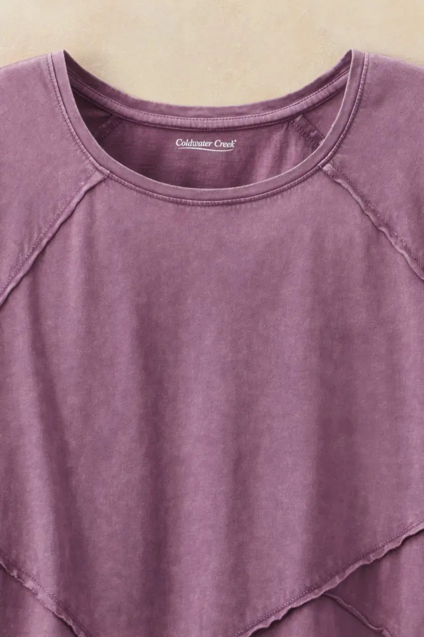 Short-Sleeve Vintage-Wash Seamed Tunic