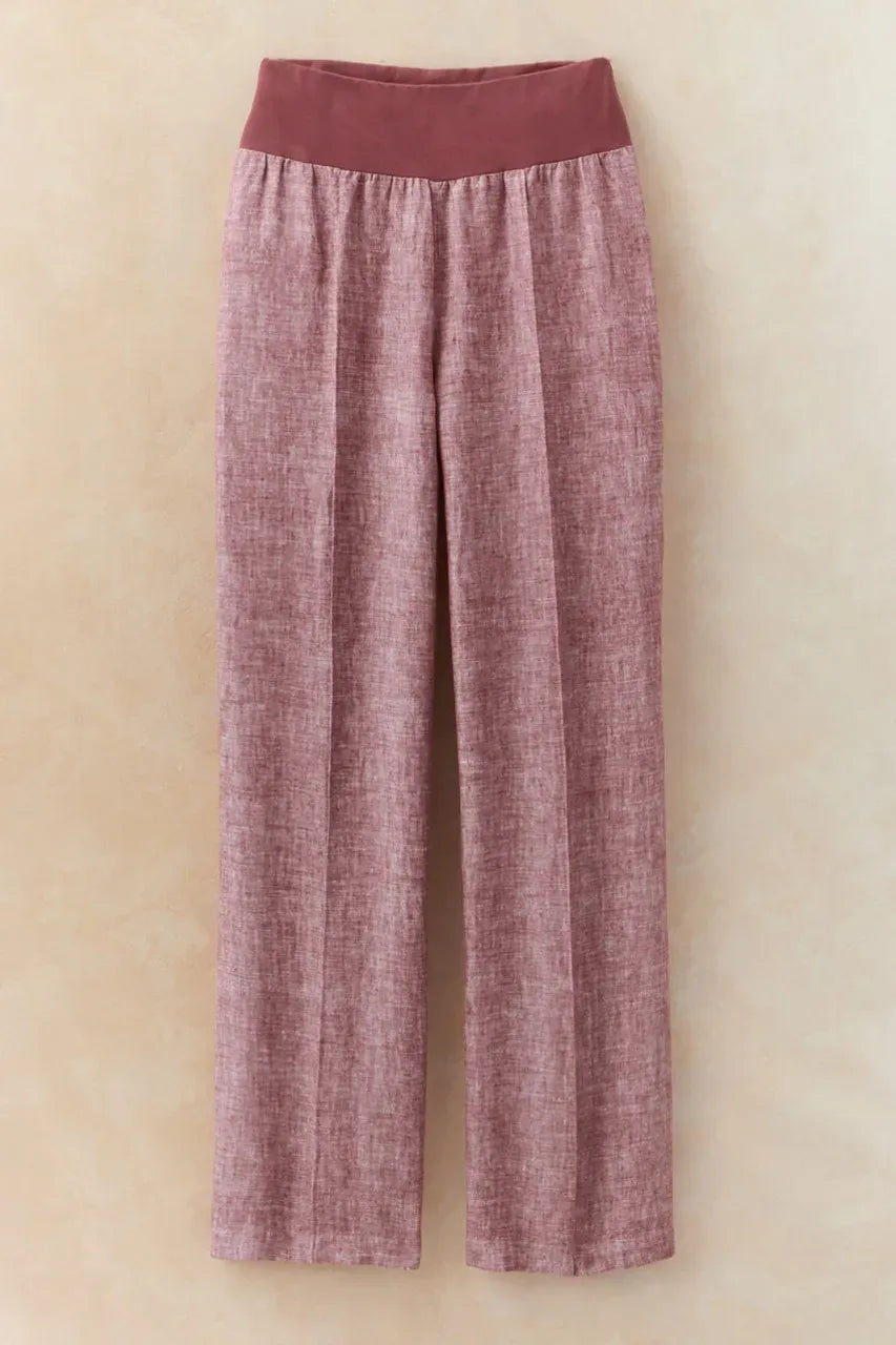 Knit Waistband Linen Pants