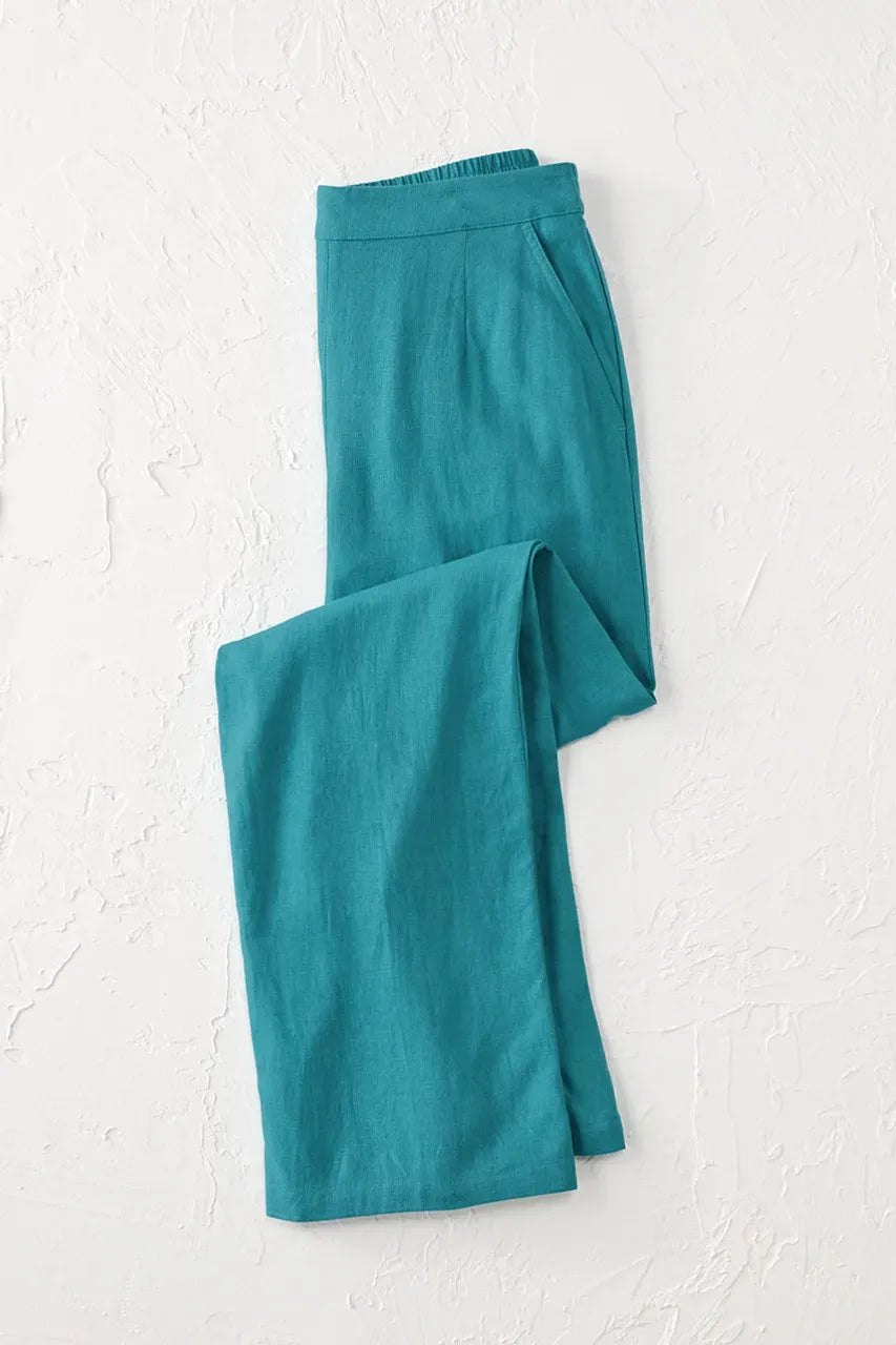Linen Blend Wide-Leg Pants