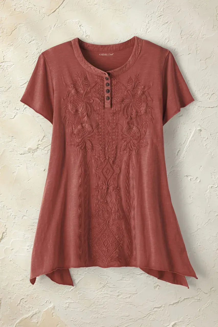 Tonal Embroidered Swing Tee