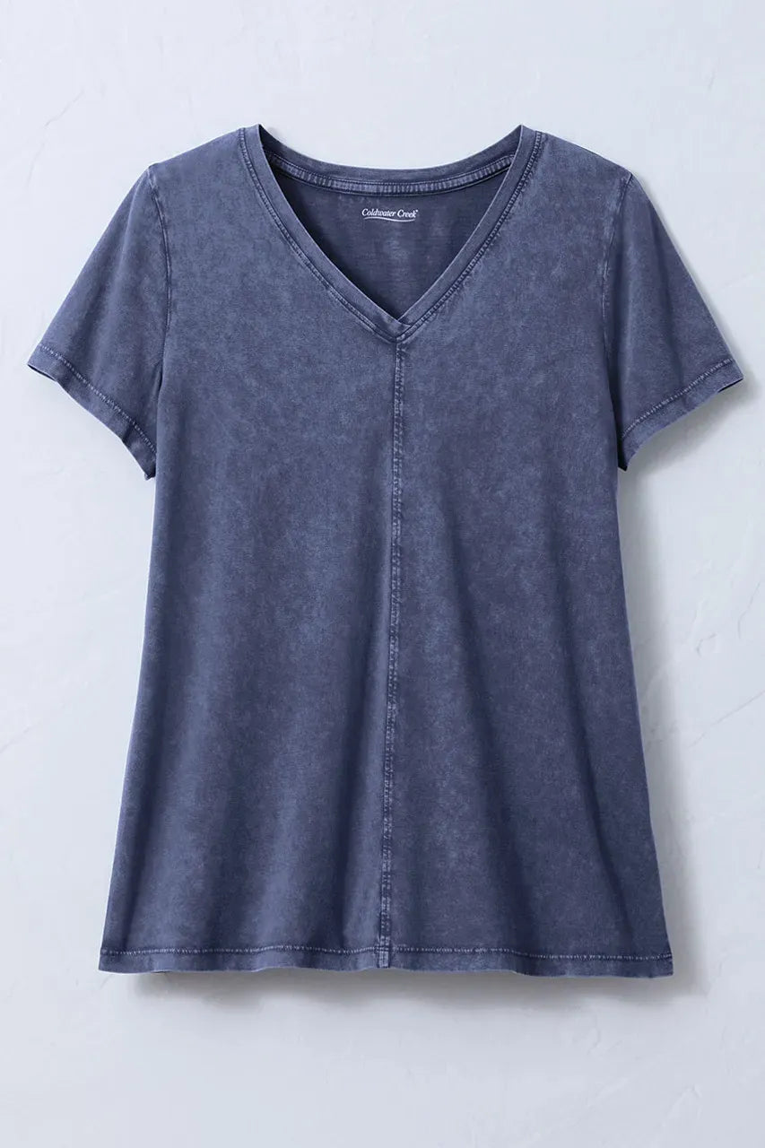 Vintage-Wash V-Neck Tee