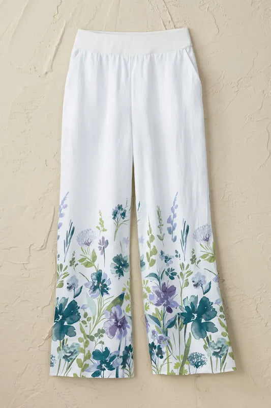 Painterly Petals Wide-Leg Pants