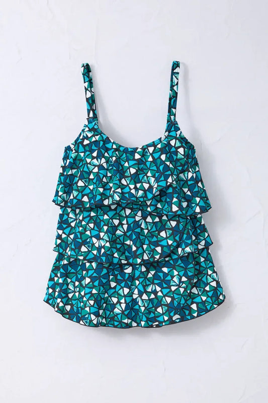 Mosaic Ruffled Tankini Top