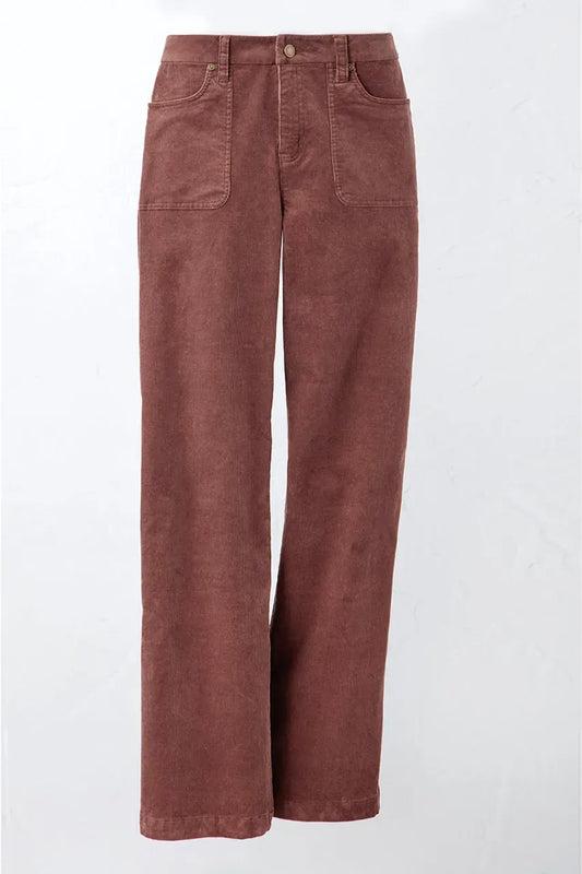 Patch Pocket Wide-Leg Corduroys