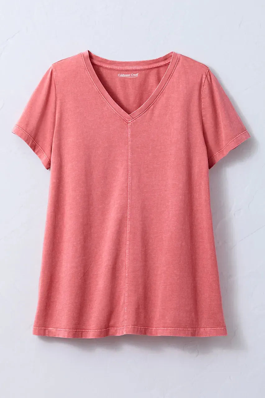 Vintage-Wash V-Neck Tee