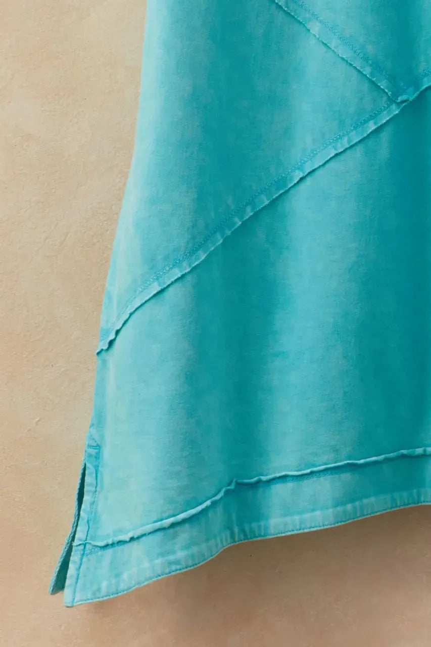 Short-Sleeve Vintage-Wash Seamed Tunic