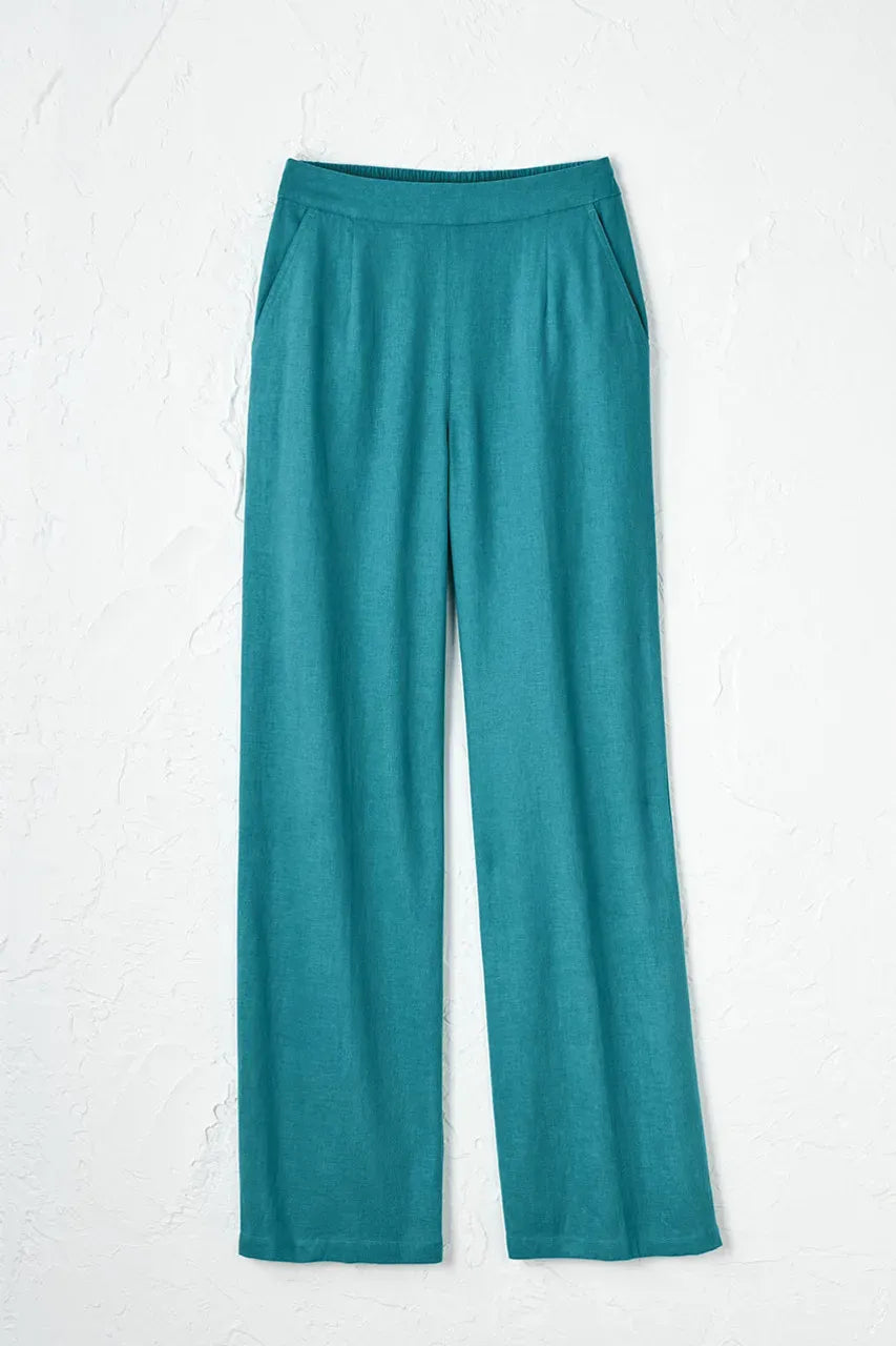 Linen Blend Wide-Leg Pants