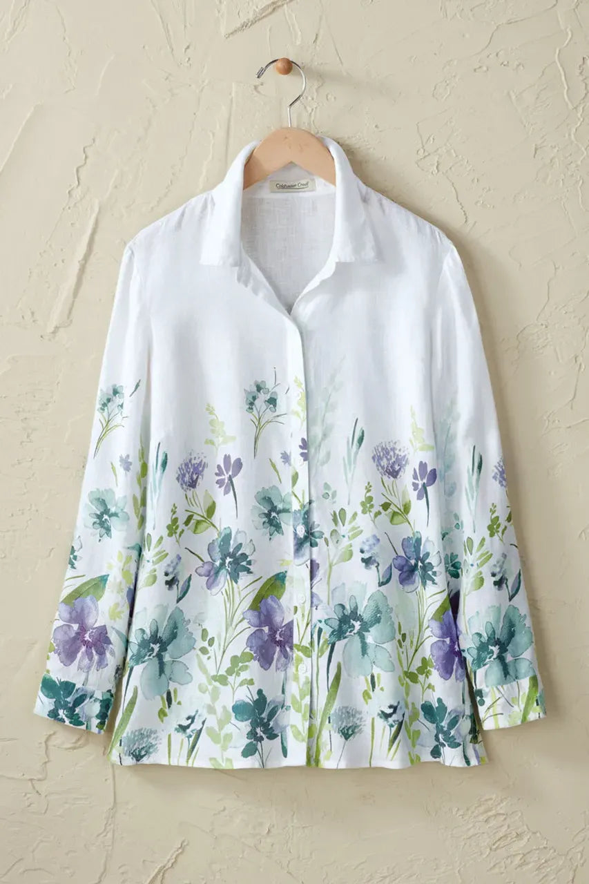 Wondrous Watercolor Linen Big Shirt