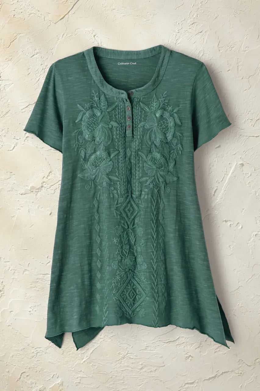 Tonal Embroidered Swing Tee