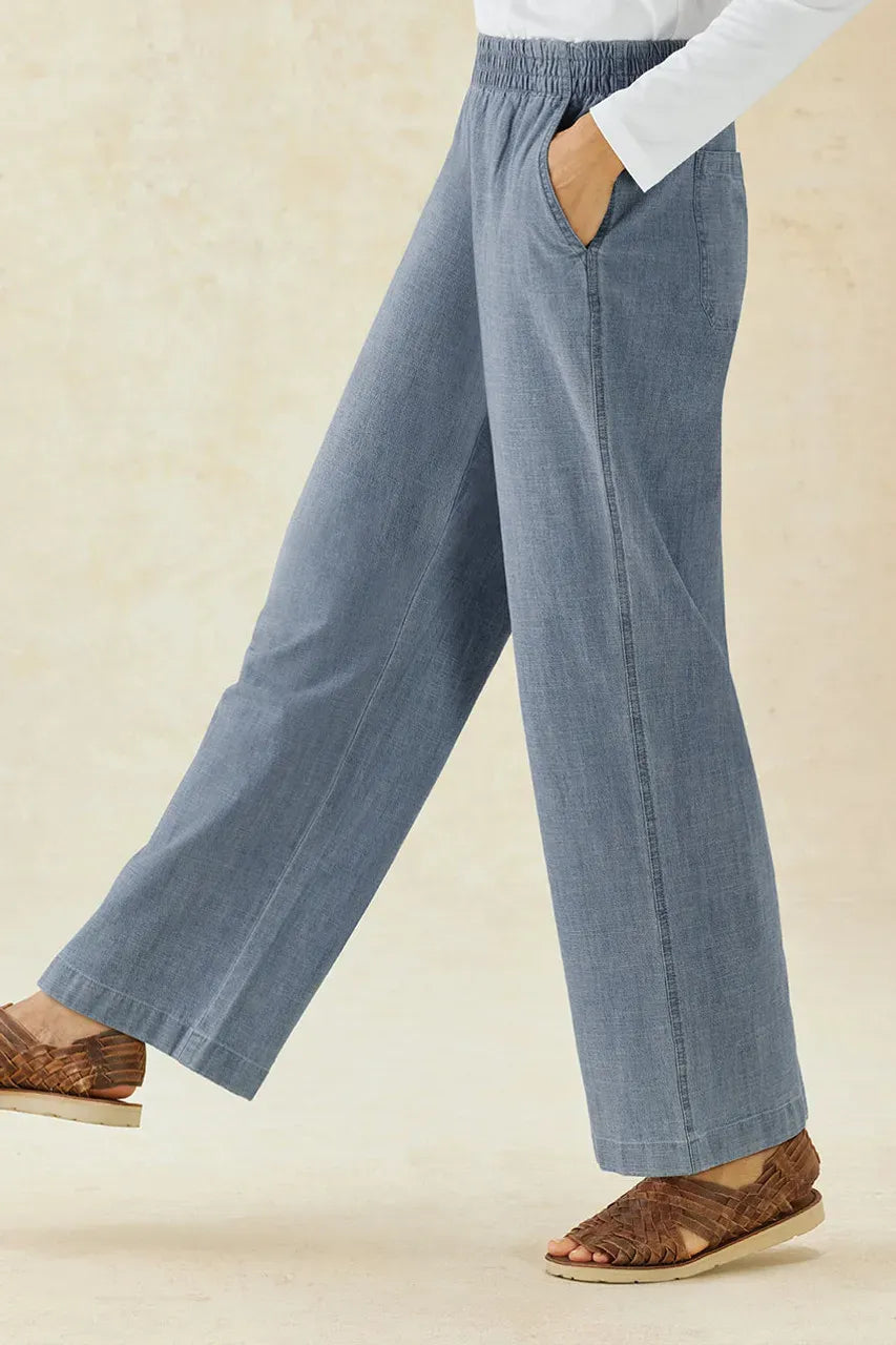 Lakeside Chambray Wide Leg Pants